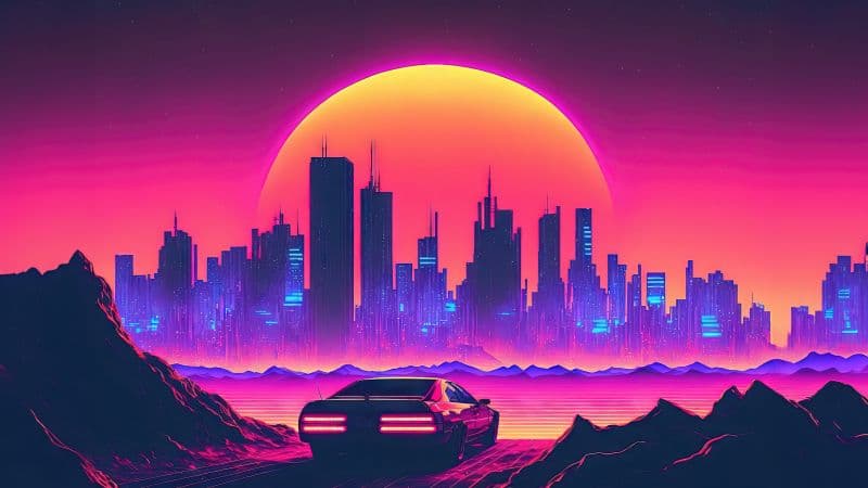 Futuristic city Outrun Wallpaper