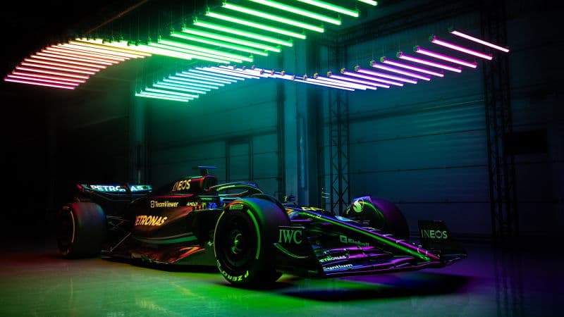 Mercedes-AMG F1 W14 E Performance Neon Lights Wallpaper