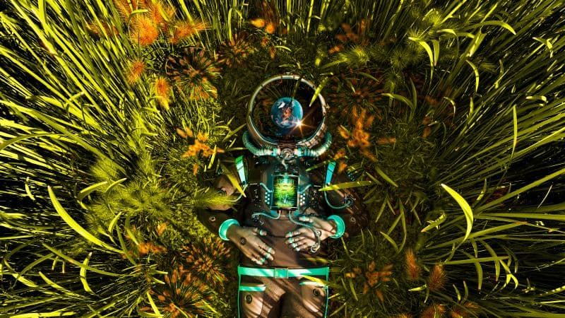 Cyborg Green Grass Wallpaper