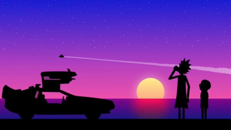 Rick and Morty Back to the Future Wallpaper