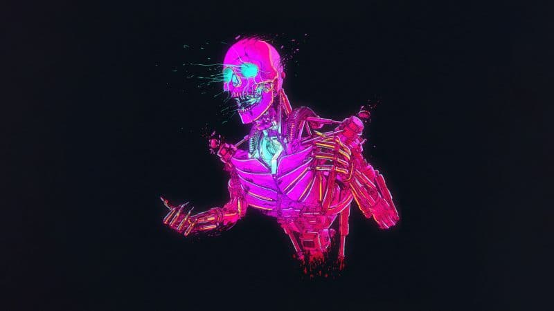 Neon Skeleton Wallpaper