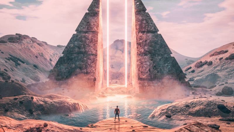 Futuristic Pyramid Structure Wallpaper
