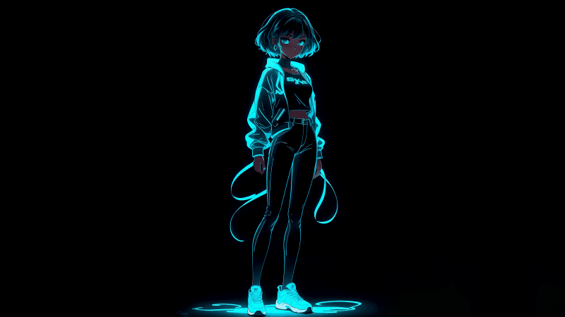 Neon Anime girl Wallpaper