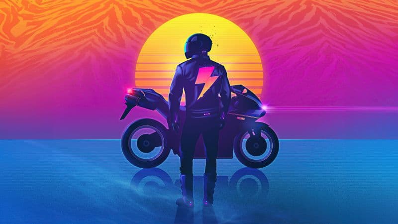 Biker Outrun Wallpaper
