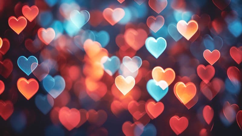 Bokeh Background Love hearts Wallpaper