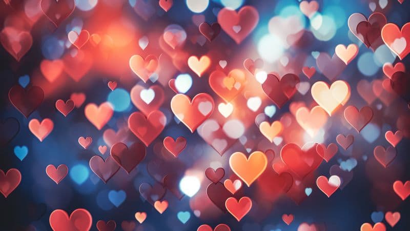 Love hearts Bokeh Background Wallpaper