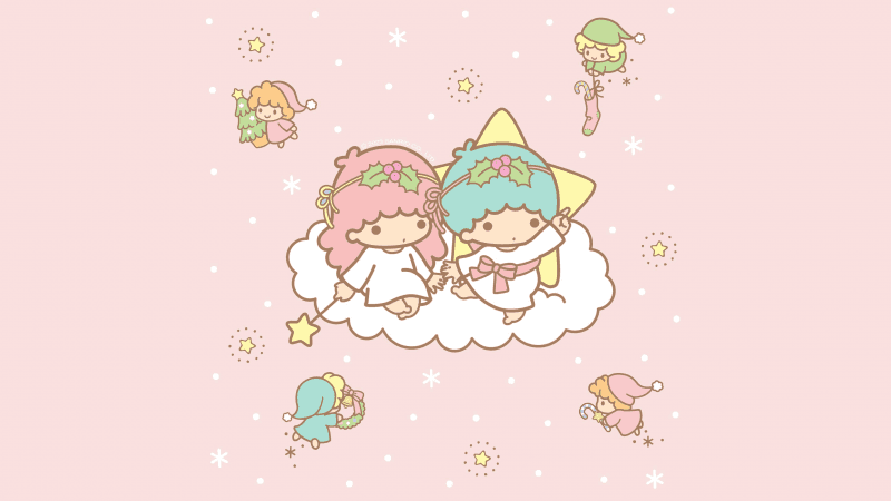 Little Twin Stars Peach background Wallpaper