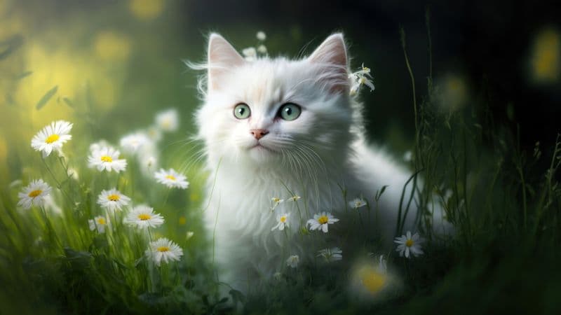 White fur Kitten Wallpaper