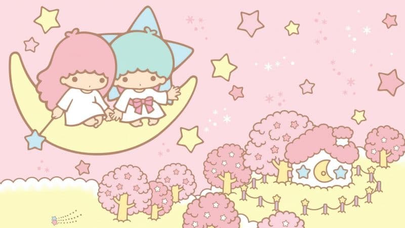 Little Twin Stars Pink aesthetic Wallpaper