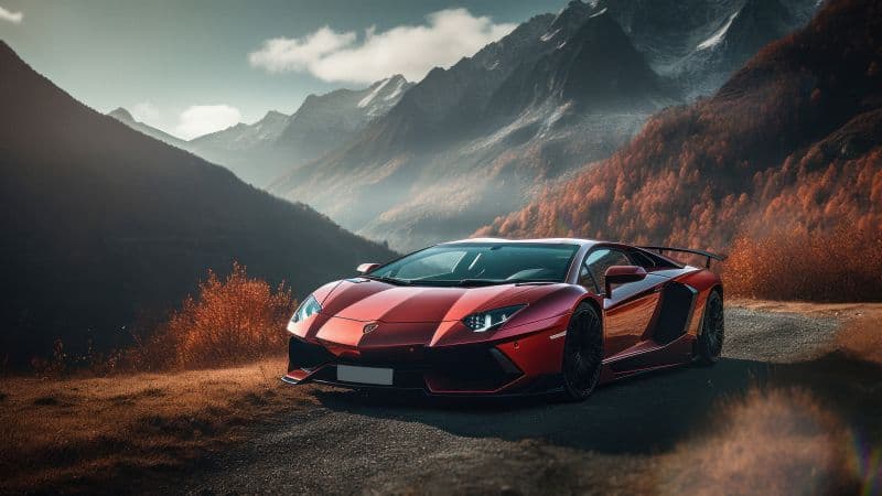 Lamborghini Aventador Orange aesthetic Wallpaper