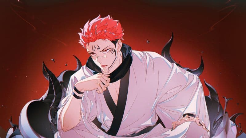 Sukuna Orange background Wallpaper