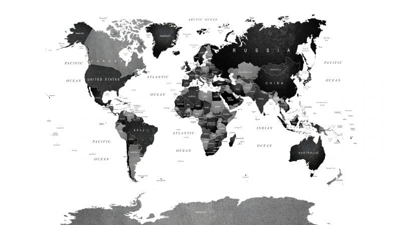 Monochrome World map Wallpaper