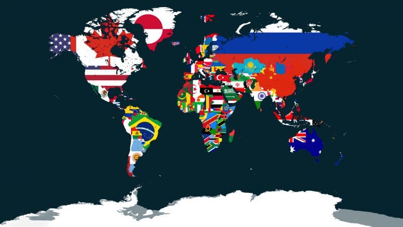 World Map with flags Wallpaper