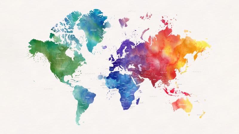 World map Watercolors Wallpaper