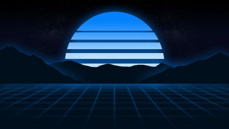 Blue aesthetic RetroWave art Wallpaper