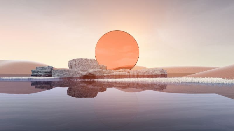 Sunset Desert Landscape Digital Art Wallpaper