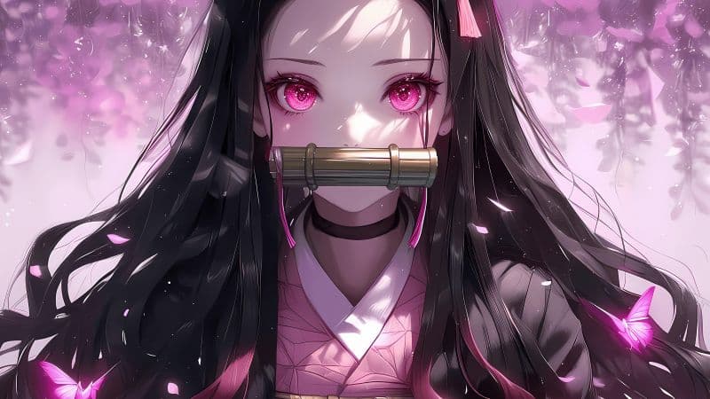 Nezuko Kamado Pink aesthetic Wallpaper