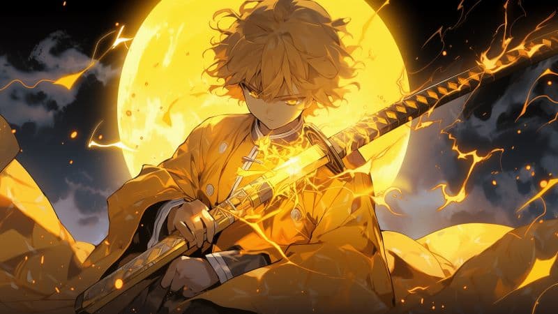 Zenitsu Agatsuma Sword Wallpaper