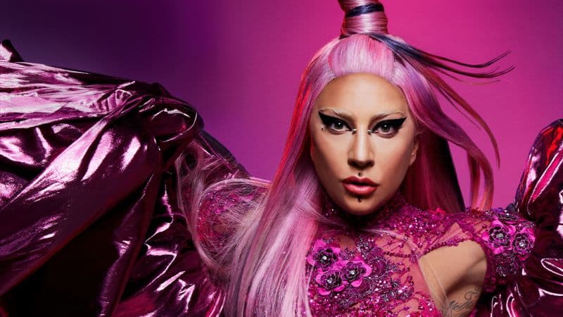 Lady Gaga Pink background Wallpaper