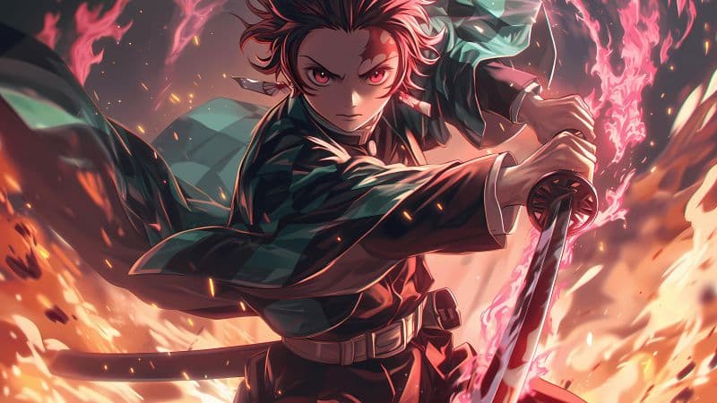 Tanjiro Kamado Katana Wallpaper