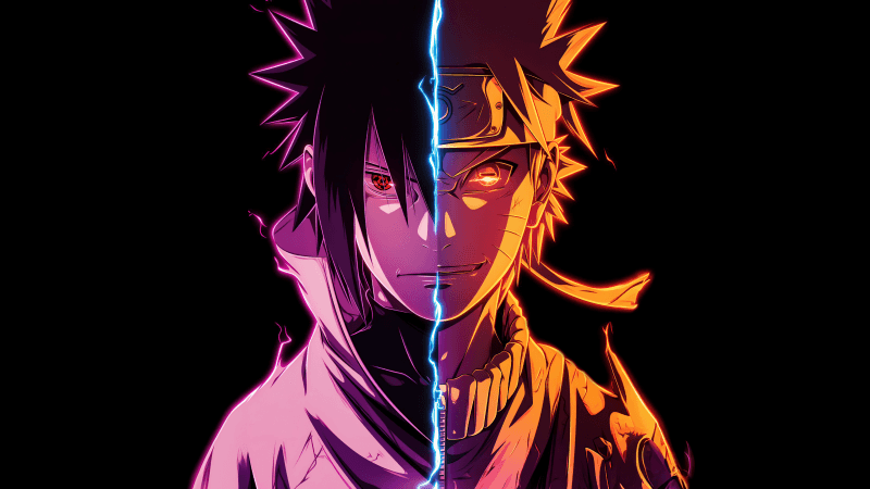 Sasuke vs Naruto Uzumaki AMOLED Wallpaper