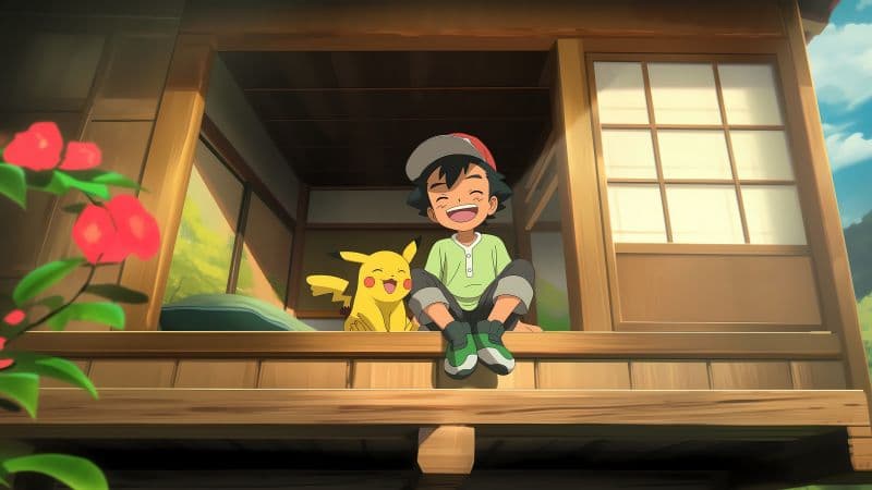 Ash & Pikachu Laughing Wallpaper