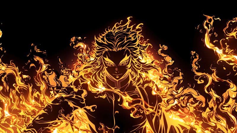 Kyojuro Rengoku Fire effect Wallpaper