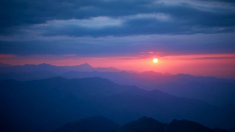 Mountain range Sunset Scenery Wallpaper