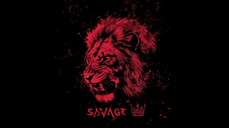 Lion Savage Dark Red Wallpaper