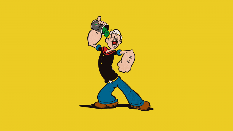 Popeye eating Spinach 5K Wallpaper