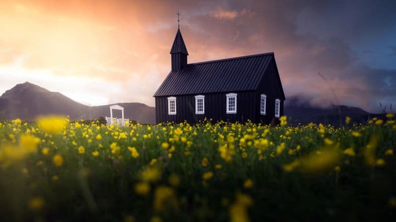 Black Church of Budir Landscape Wallpaper