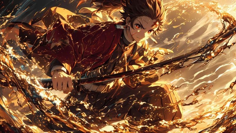 Tanjiro Kamado Action Wallpaper