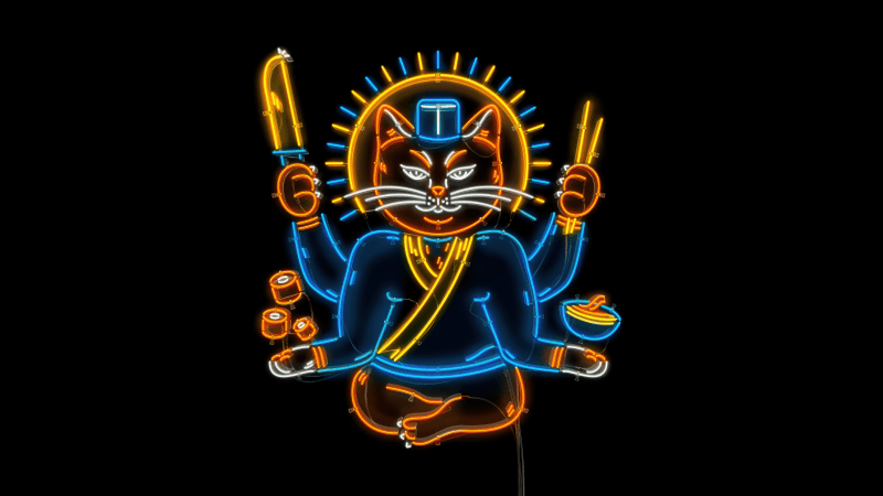 Sushi cat Neon sign Wallpaper