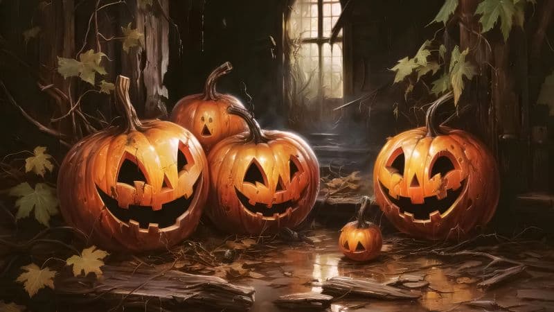Laughing Halloween pumpkins Wallpaper