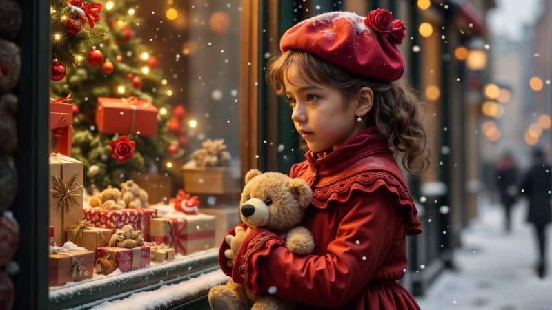 Cute Girl Christmas Eve Wallpaper