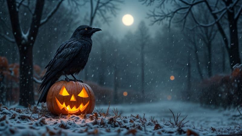 Halloween Pumpkin Crow Wallpaper