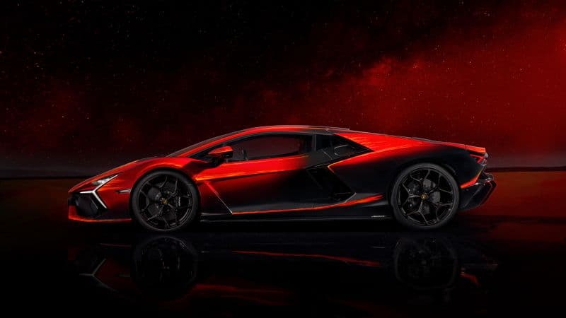 Lamborghini Revuelto Opera Unica Red background Wallpaper