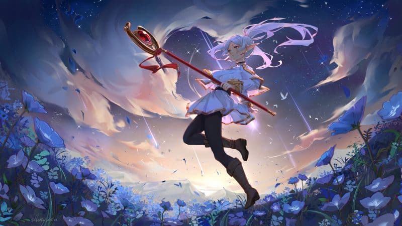 Frieren's Staff Anime girl Wallpaper