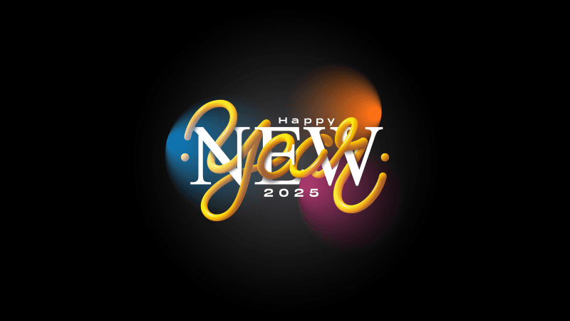 Happy New Year 2025 Dark background Wallpaper