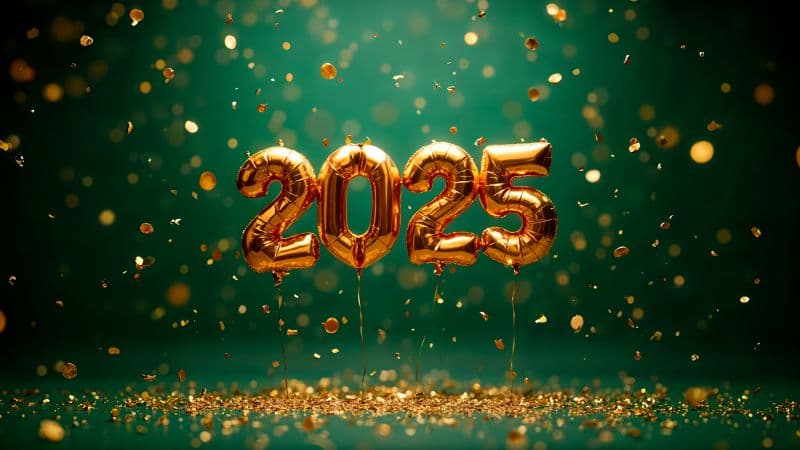 2025 New Year Foil balloons Wallpaper