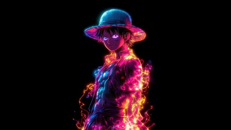 Monkey D. Luffy Neon art Wallpaper