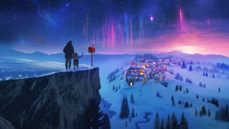 Snowy village Winter Wallpaper