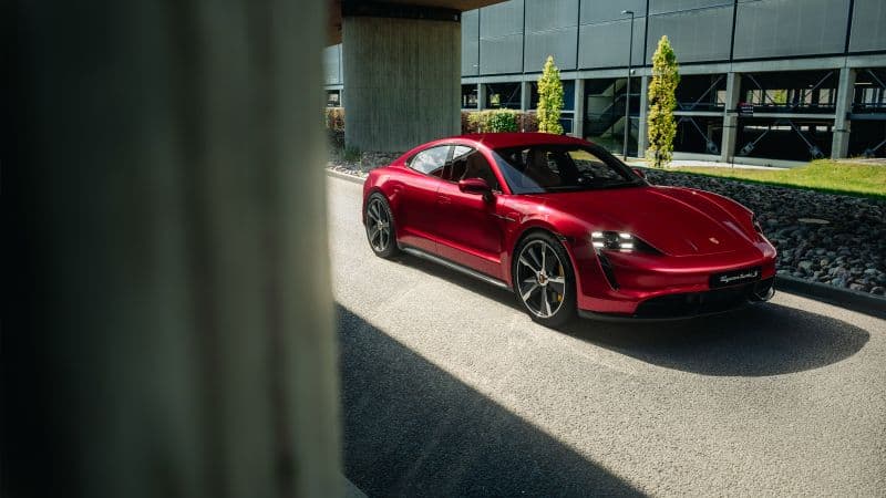 Porsche Taycan Turbo S Red cars Wallpaper
