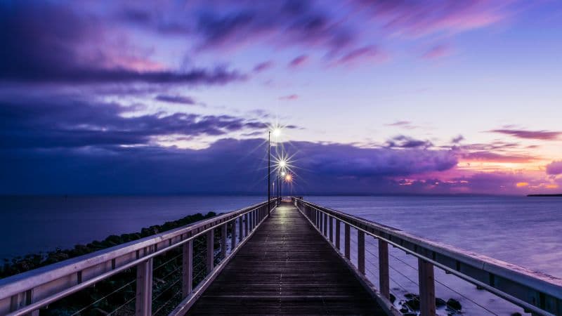 Seashore Wooden pier Wallpaper