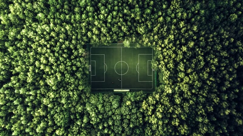 Soccer field Aerial view Wallpaper