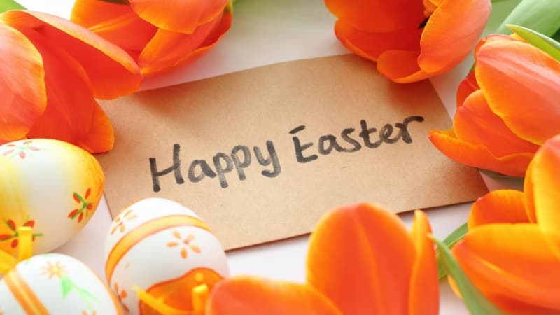 Happy Easter Tulips Wallpaper
