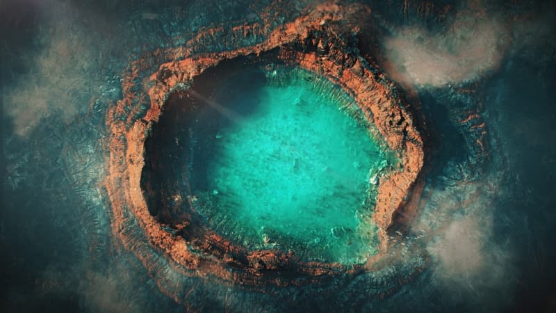 Turquoise water Crater Wallpaper