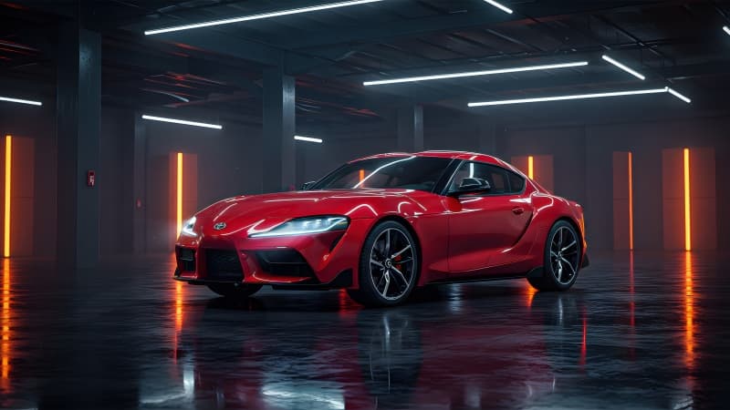 Toyota GR Supra Red aesthetic Wallpaper