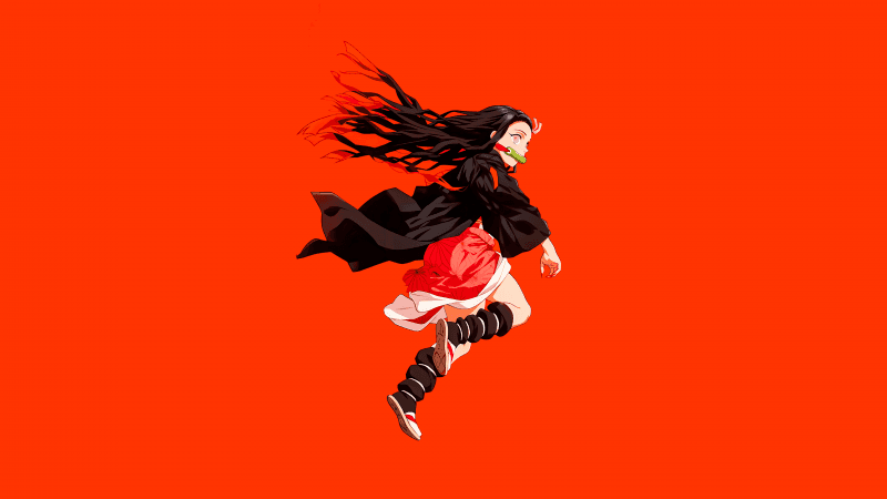 Nezuko Kamado Orange aesthetic Wallpaper