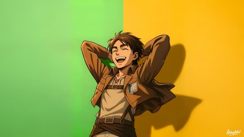 Eren Yeager Laughing Wallpaper